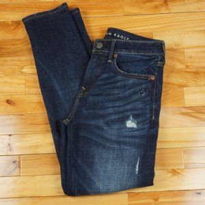 American Eagle Athletic Dark Wash Distressed‎ Jeans Size 28x30